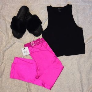 Metallic Pink Ethika Calf Leggings